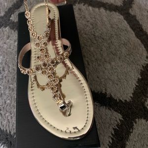 Gold jeweled sandals